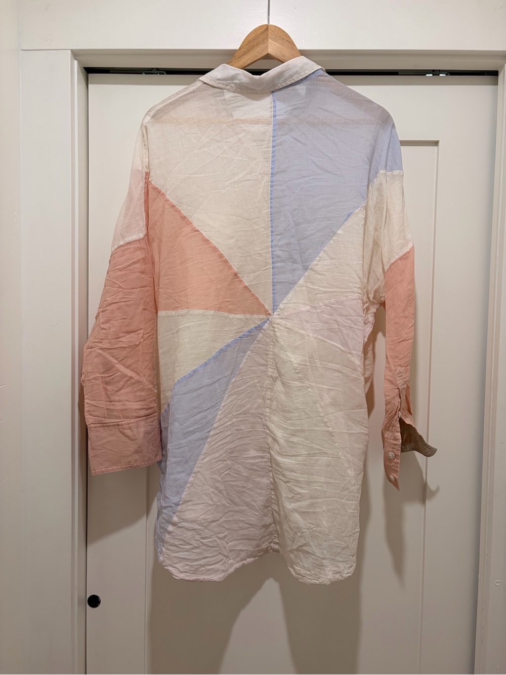 Free People Rainbow Rays Cotton Patchwork Blouse - Picture 7 of 9